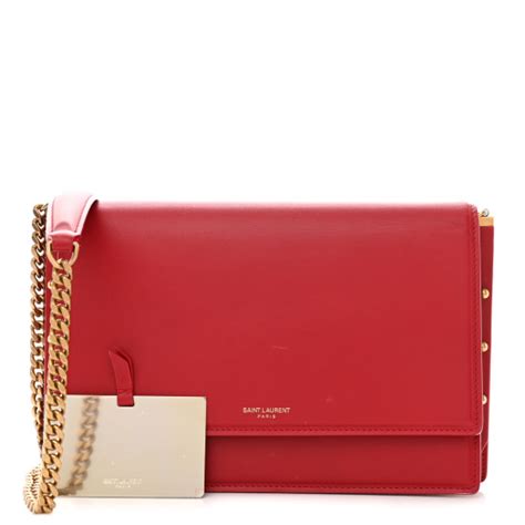 SAINT LAURENT Smooth Calfskin Zoe Chain Bag Eros Red